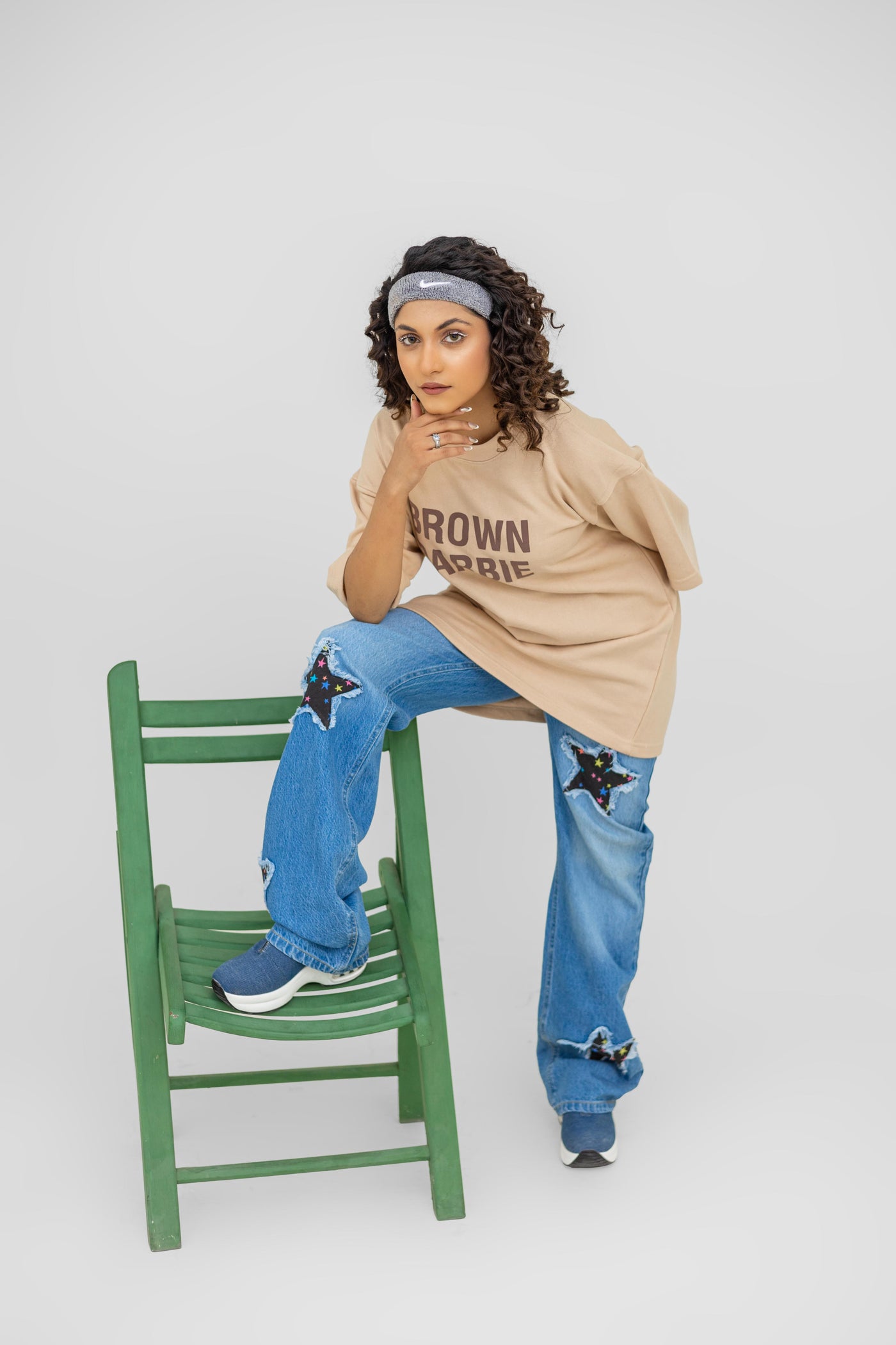 Latte Luxe Oversized Tee - “Brown Barbie” Chest Print